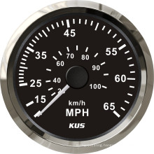 Speedometer Gauges 85mm Speedometer 0-65mph Balck Faceplate 316 Stainless Steel Bezel for The Boat Yacht Marine